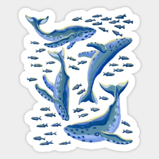 Gouache Humpback Whales Sticker